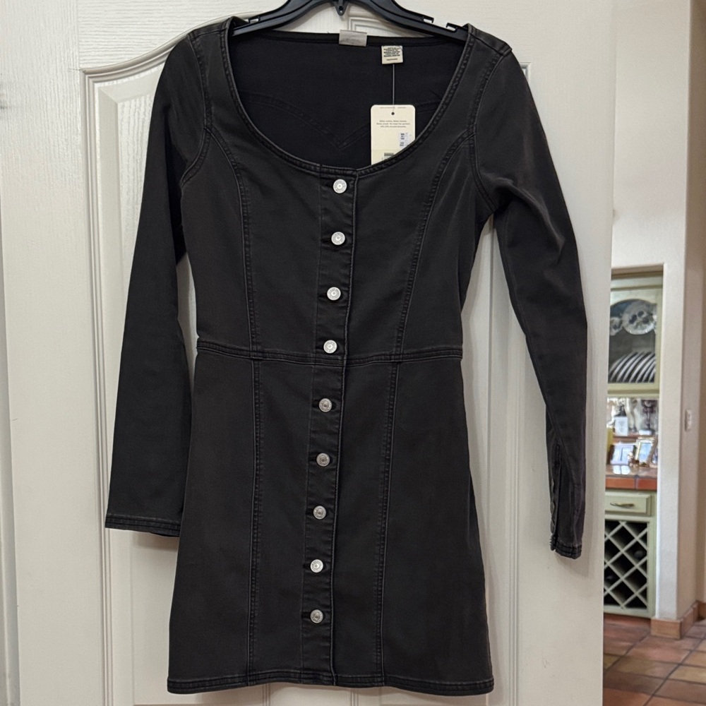 Levi's Black Long Sleeve Button-Down Dress